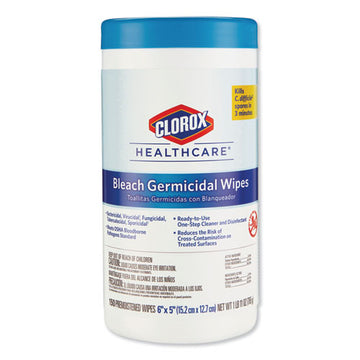 Clorox® Healthcare® Bleach Germicidal Wipes, 6 X 5, Unscented, 150-canister freeshipping - TVN Wholesale